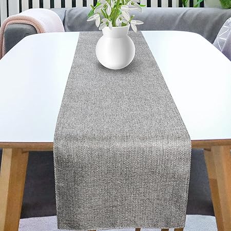 Faburaa Jute Table Linen, Table Runner for Dining Table 8 - 10 Seater 12x96 Inch (Grey)