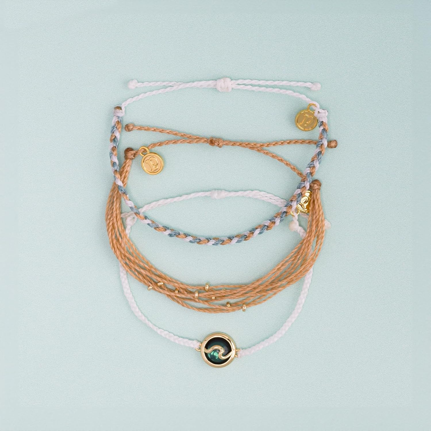 Pura Vida Bracelets Pack Glowing Wave Style Pack - 3-Piece Boho Bracelet Stack - Image 2