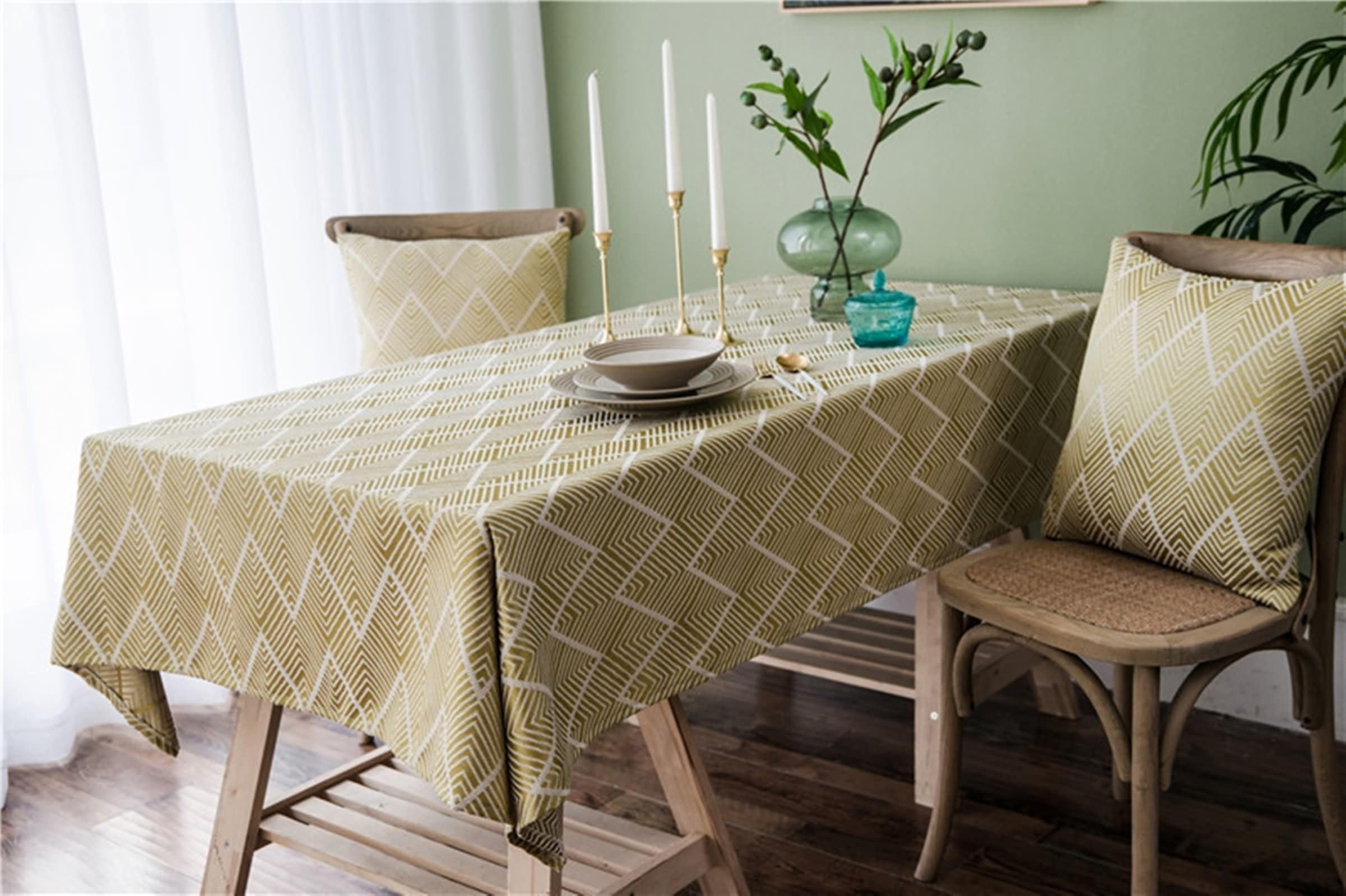 Tovaglia Rettangolari Lunga Strisce Ondulate Tovaglie Poliestere per Ristorante Giallo,135x250CM