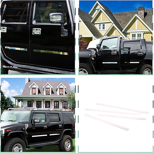Miniatura 5 de Protector de puerta de moldura lateral para Hummer H2 2003-2009, kit de moldura de cuerpo de acero inoxidable