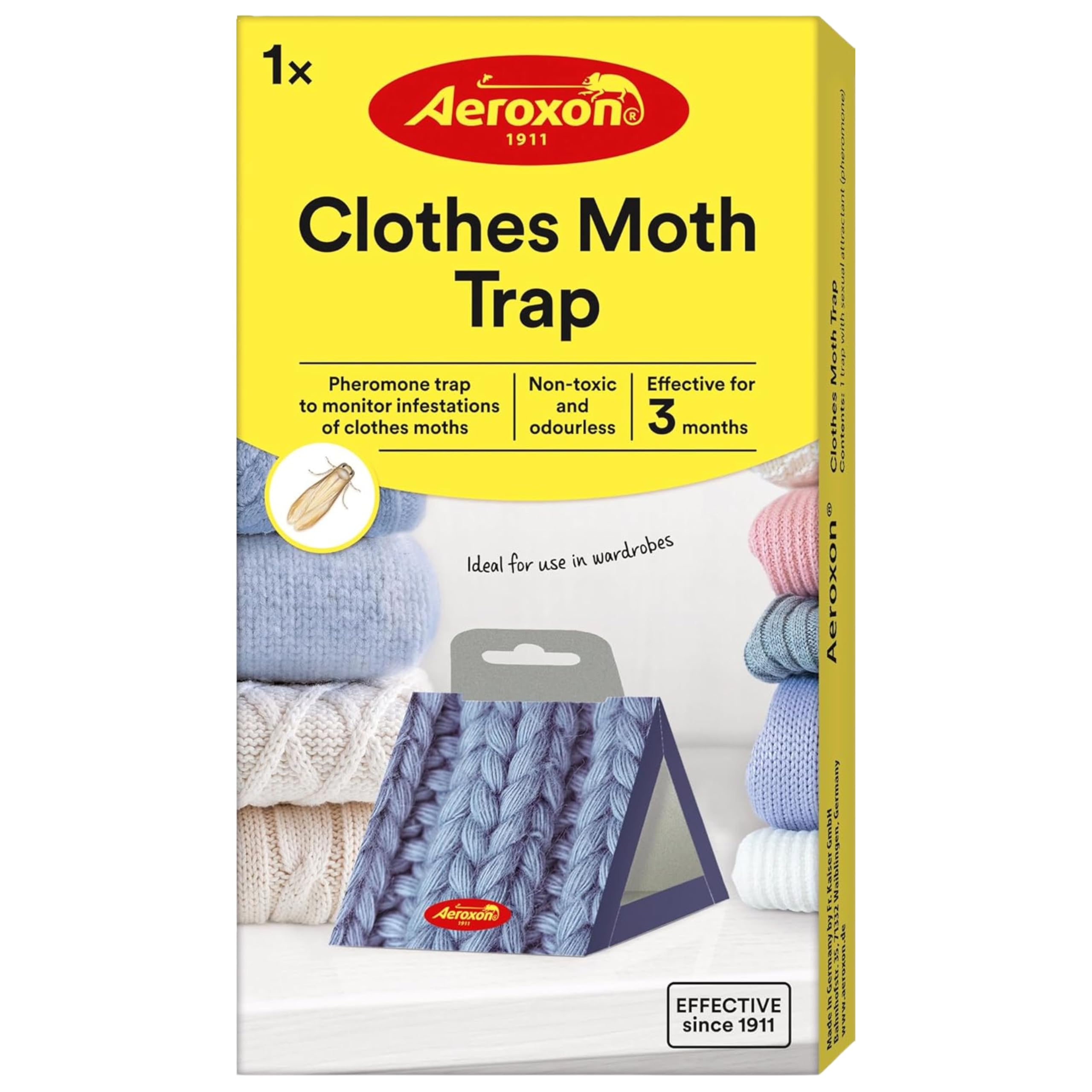AEROXON Lot de 12 pièges à mites pour vêtements - Pour une protection efficace contre les mites dans l'armoire, les vêtements - Moyen contre les mites dans la maison - Protection fiable et durable