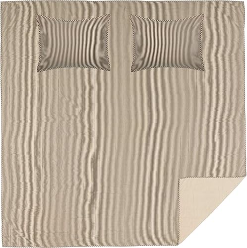 Vista 9 de VHC Brands Sawyer Mill Ticking Stripe California King - Juego de edredón color gris carbón