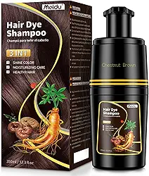 IIIMEIDU Shampoo De Tintura De Cabelo Para Cabelos Grisalhos, marrom castanho Hair Dye Shampoo 3 em 1 para mulheres e homens, xampu colorido semipermanente para cobertura de cabelos grisalhos, tintura instantânea natural para cabelos com ingredientes à base de ervas, 350 ml