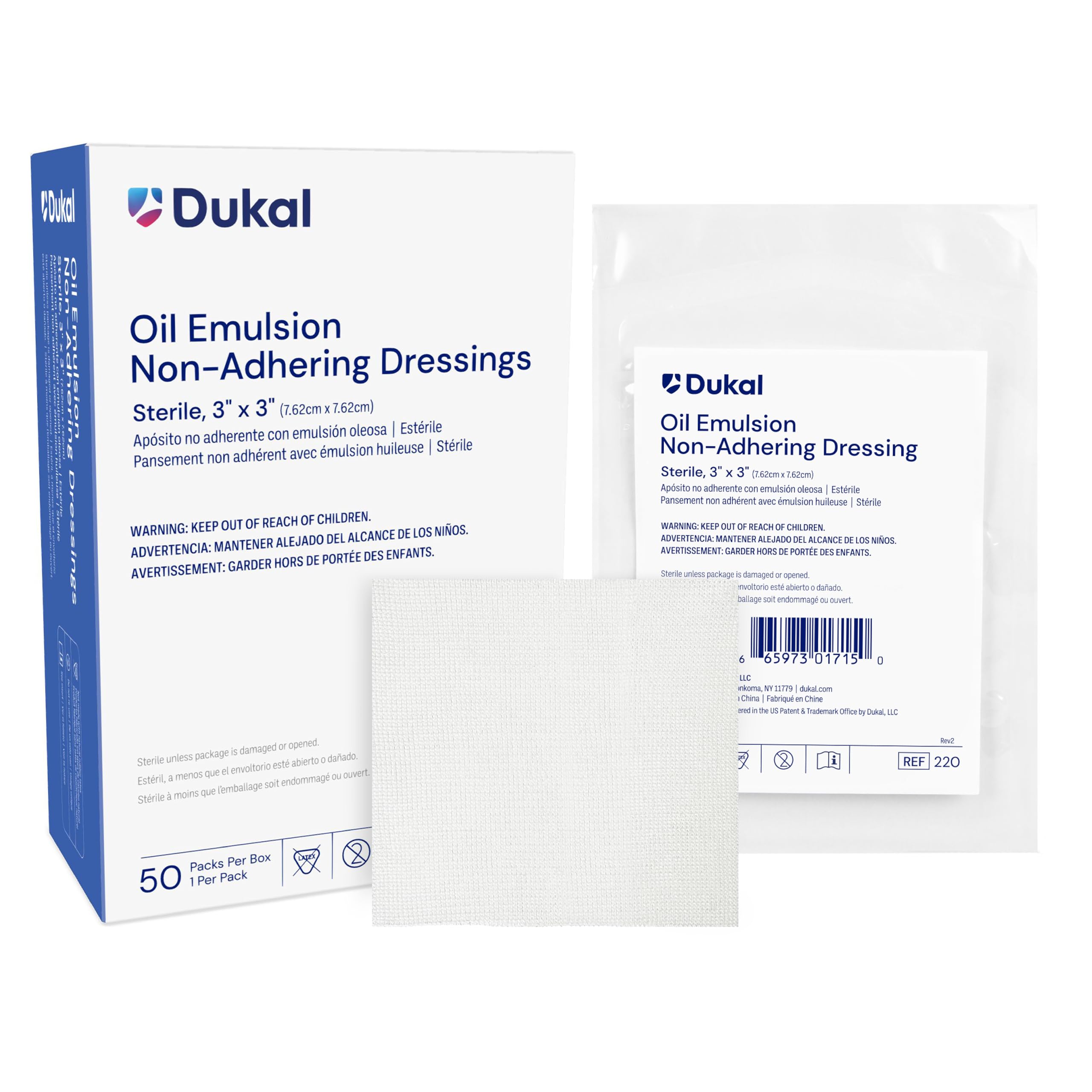 Dukal Oil Emulsion Dressing, 3" W x 3" L (Box of 50)