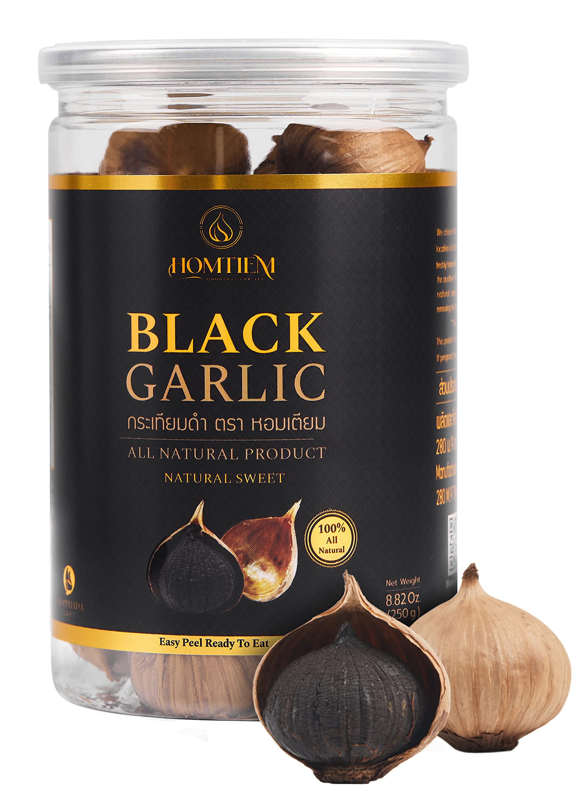 Homtiem Black Garlic 8.82 Oz (250g.), Whole Black Garlic Fermented for