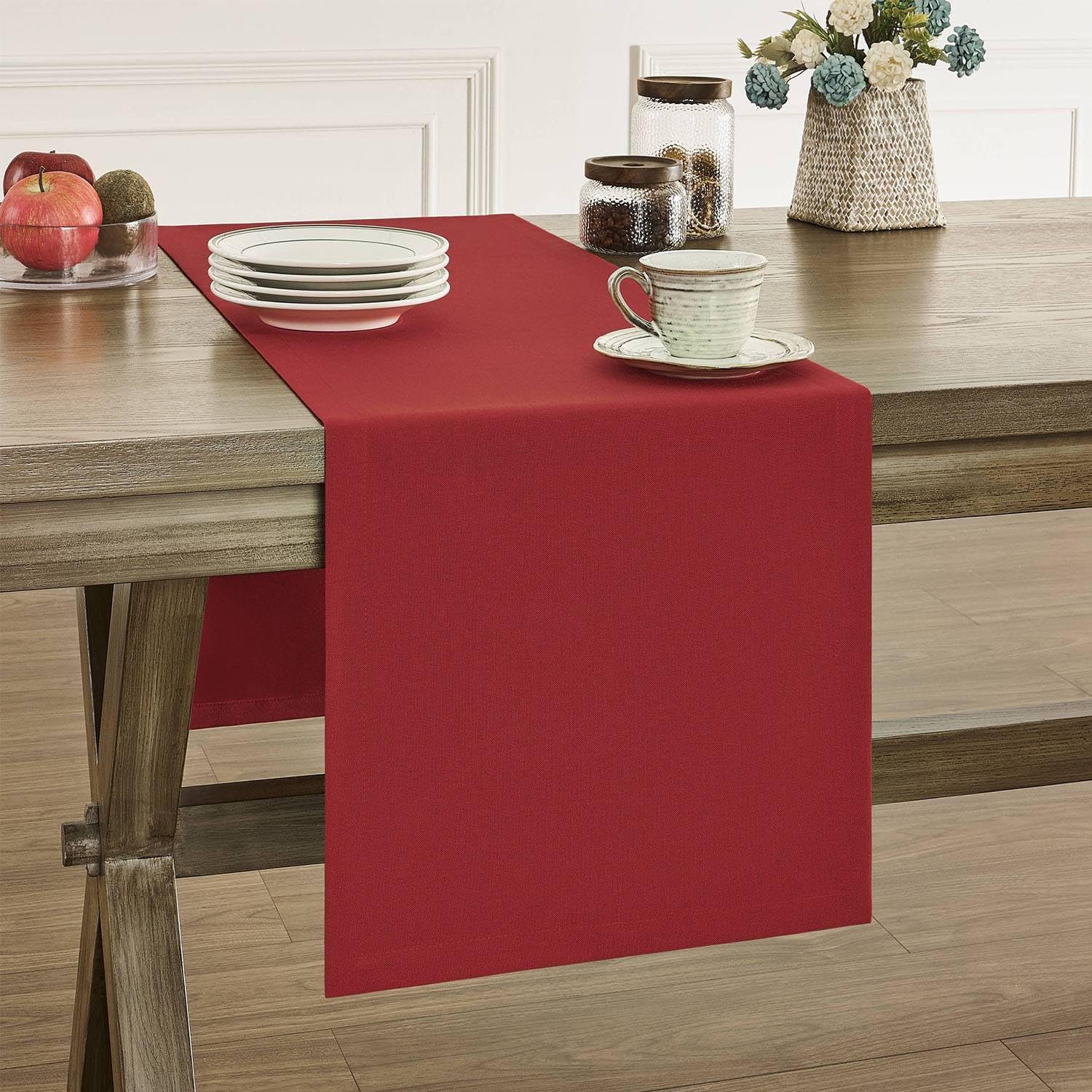 ZeeMart Basic Linen Style Table Runner, 14 x 60 Inch Red