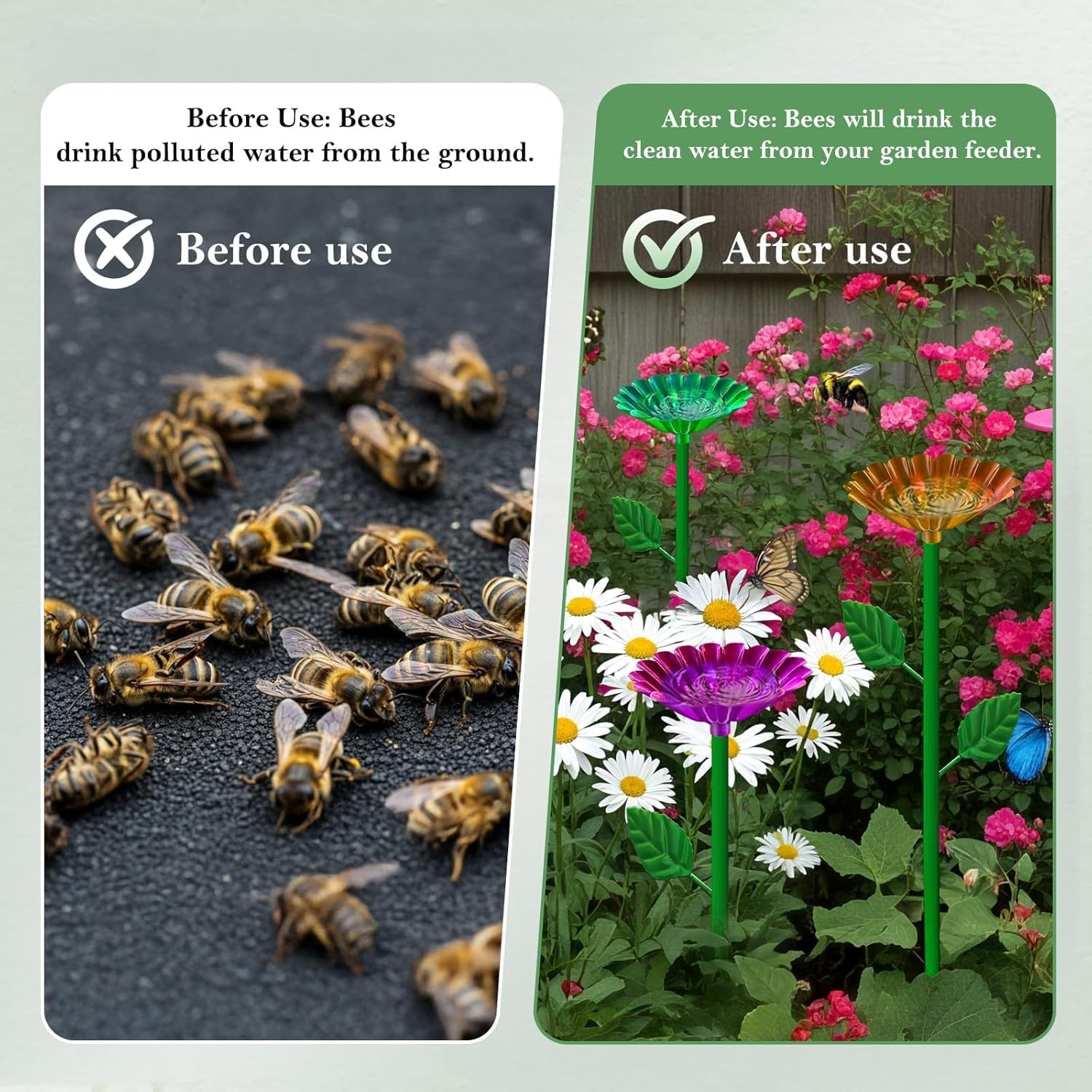 4 abbeveratoio per api da giardino, coppe per api, abbeveratoio in ferro, stazione d'acqua per api, stazioni di abbeveraggio, abbeveratoio a forma di fiore per balcone e giardino