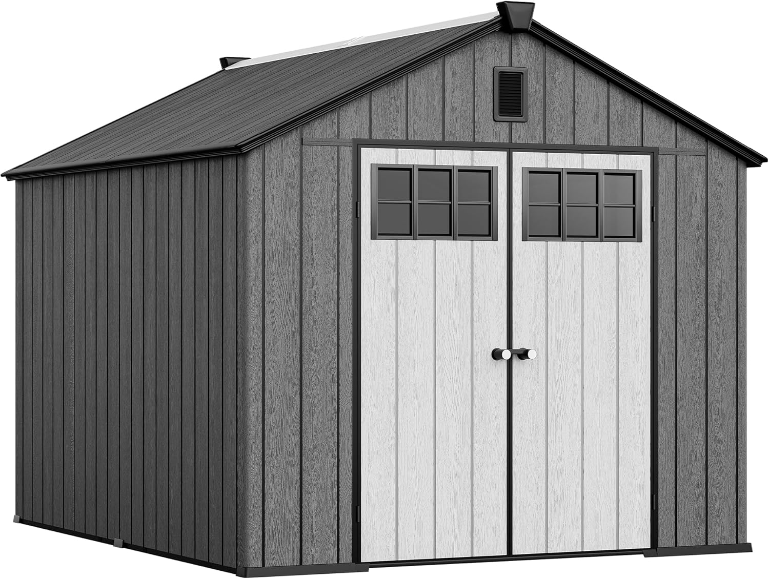 YITAHOME 8×10 FT Outdoor Storage Shed with Floor, Plastic Garden Shed for Bikes, Tools, and Pool Supplies, Outdoor Resin Shed with Lockable Doors, Windows, and Vents for Patio, Lawn, Backyard, Black