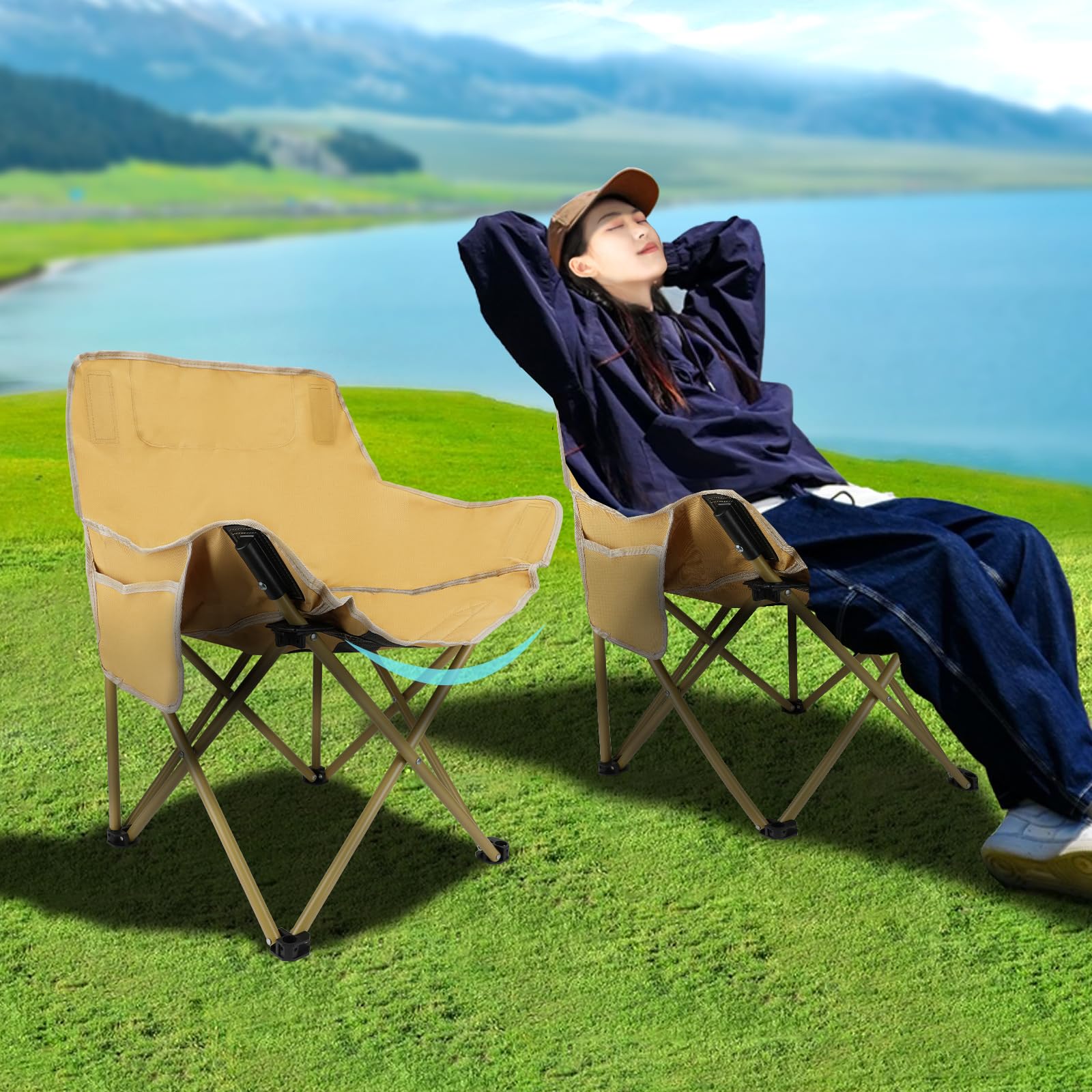 Amazon.co.jp: KOMCLUB アウトドア チェア キャンプチェア