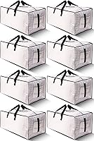 HOMESURE 8 Pack Extra Large Heavy Duty Moving Bags with Zippers & Handles - Water-Resistant Tear-Resistant Totes, 24 Gallon Foldable Storage Alternative to Boxes
