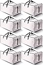 8 Pack Large Strong Moving Bags with Zippers & Carrying Handles - Water-Resistant - Heavy Duty Storage Tote for Space Saving, Fold Flat, Alternative to Moving Box (Semi-Transparent)