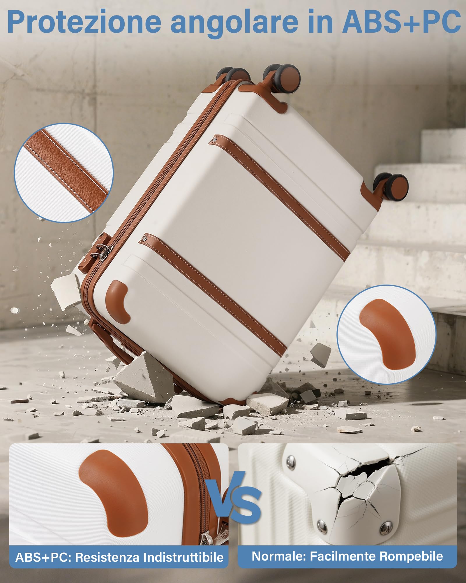 COOLIFE Valigia Cabina 55x35x20 Ryanair EasyJet Bagaglioamano Rigida PC+ABS | Lucchetto TSA 4 doppie ruote, leggera – Ideale per weekend, brevi soggiorni & city break