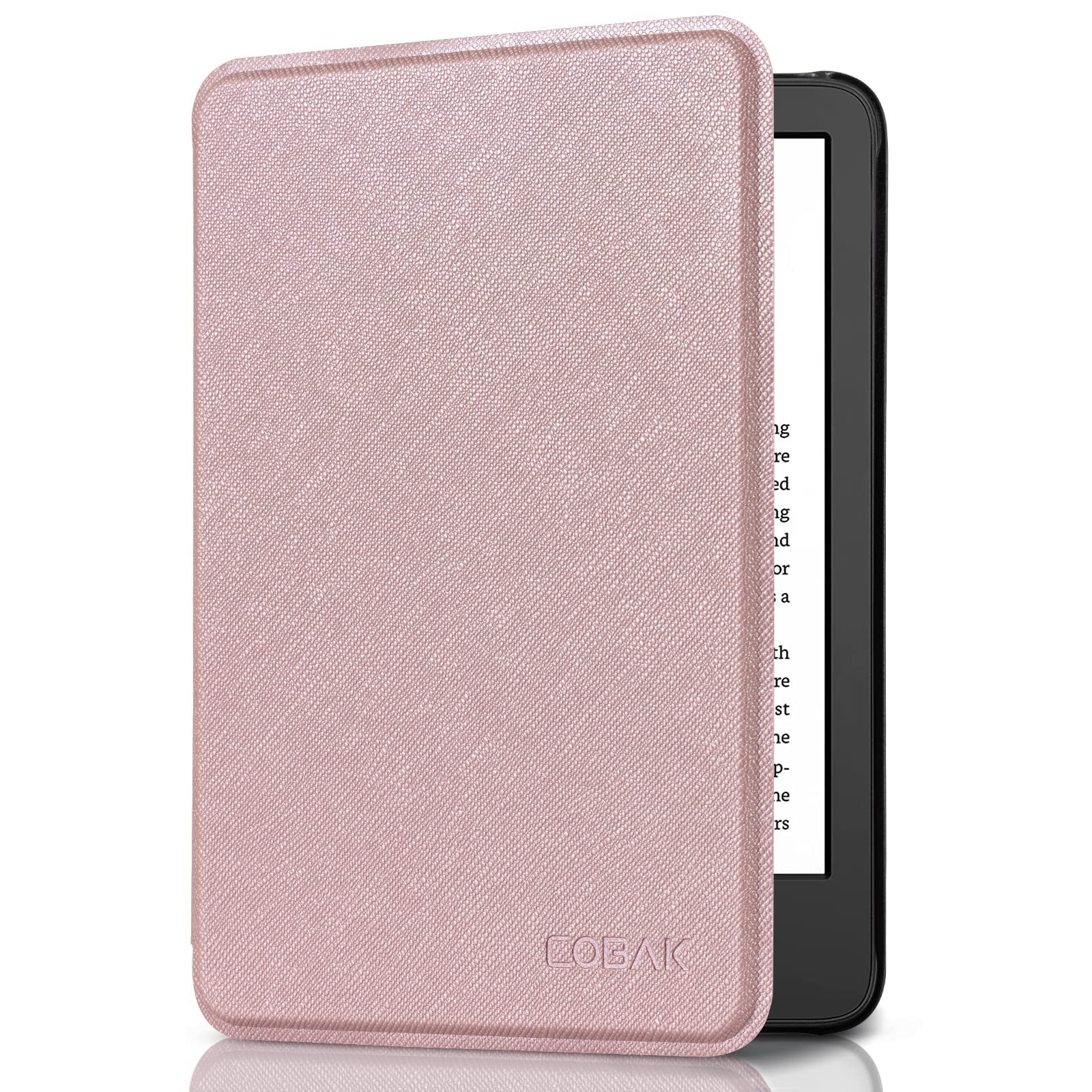 CoBak Case for All New 6 Inch E-Reader 2024 and 2022 (11 Generation) - PU Leather Smart Cover, Auto Sleep and Wake,Rosegold
