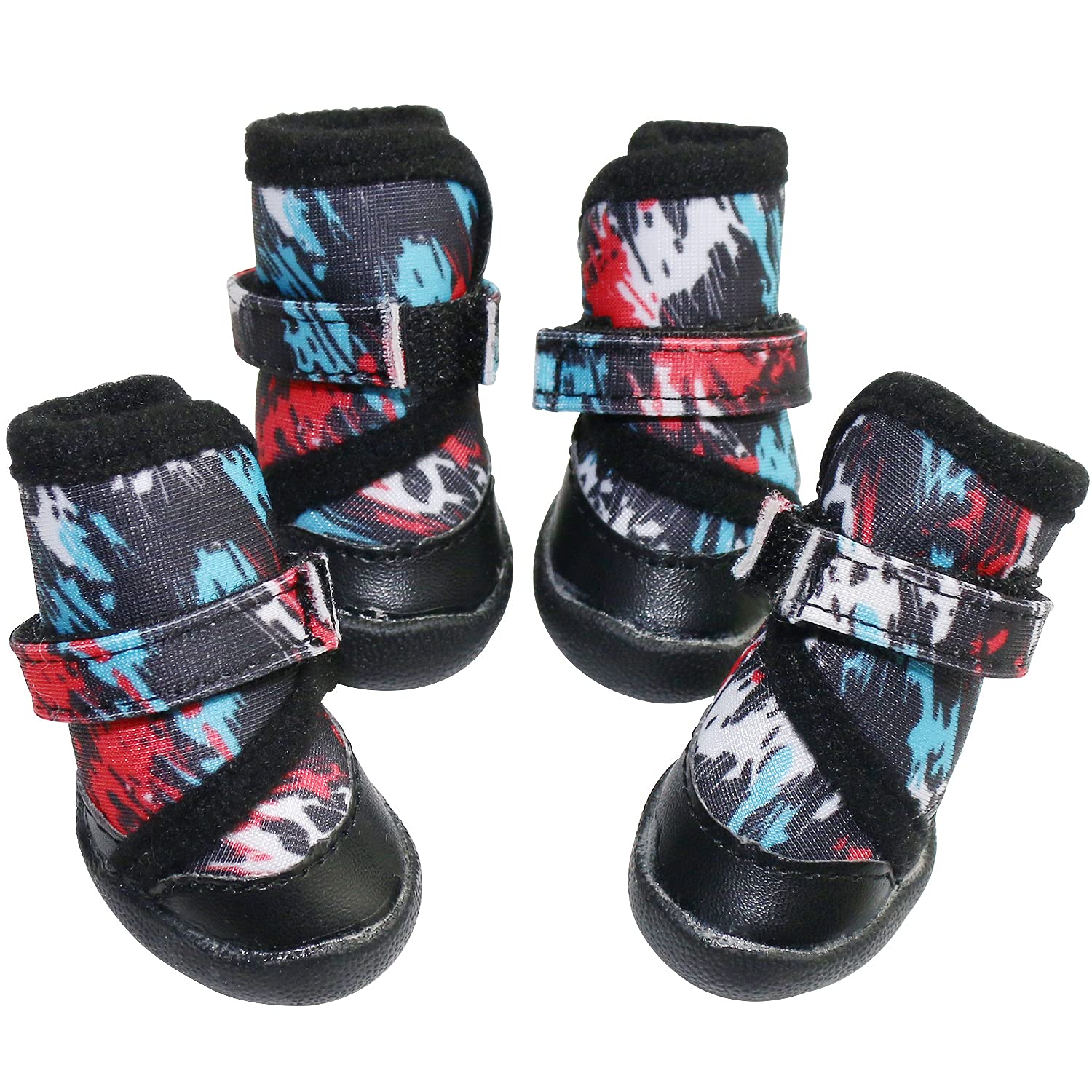 payanwin Dog Boots, Slip Resistant Waterproof 4pcs Dog Puppy Shoes for Small Medium Dogs with Adjustable Fastener Strap, Protect Pet Paws Easy to Wear (#4)