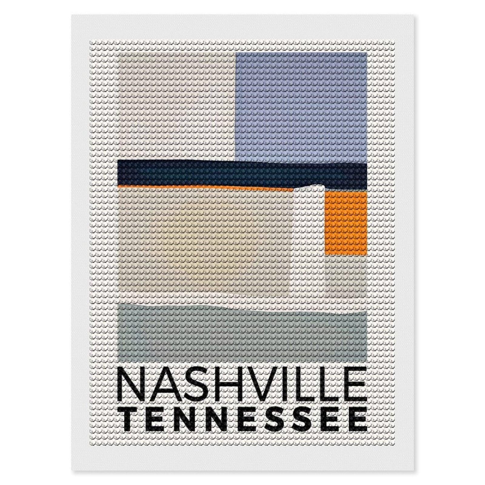 Junmoney Nashville Tennessee Diamond Painting Set 12"x16", Holiday Gift Idea, for Creative Relaxation, Fun Craft Experience, Vintage Style Decor