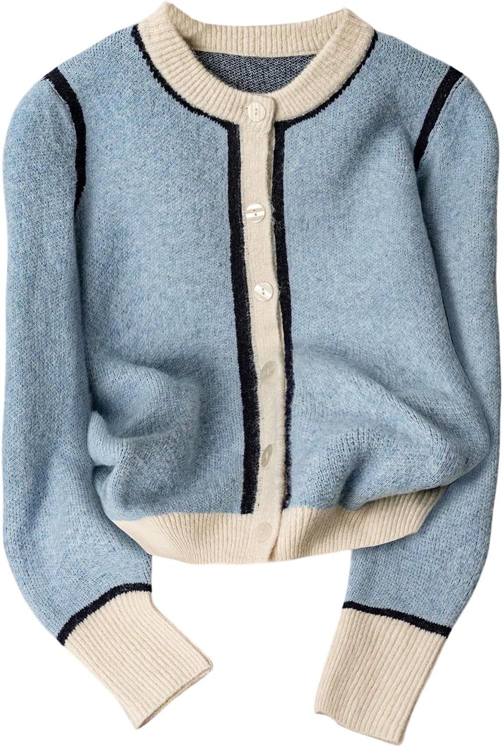 Women's Button Down Cardigan Color Block Long Sleeve Sweaters Old Money Clothes Fall Outfits