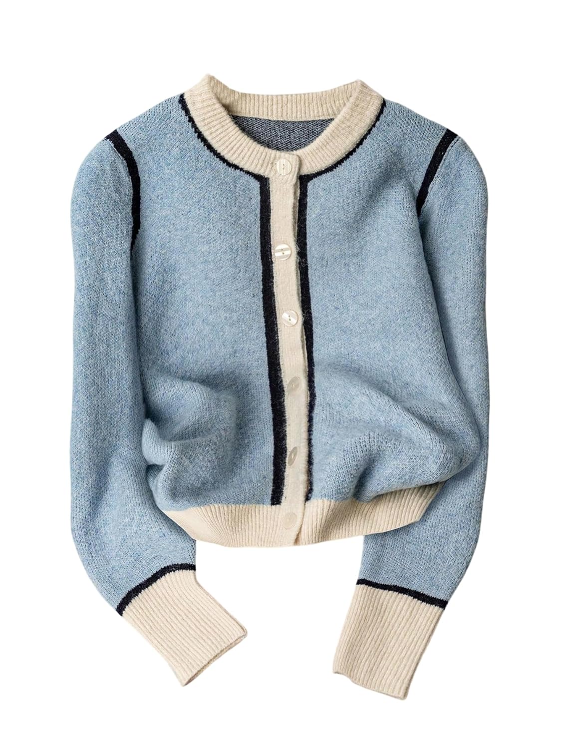 SOLY HUX Womens Button Down Cardigan Sweater Color Block Long Sleeve Crew Neck Trendy Sweaters Fall Clothes