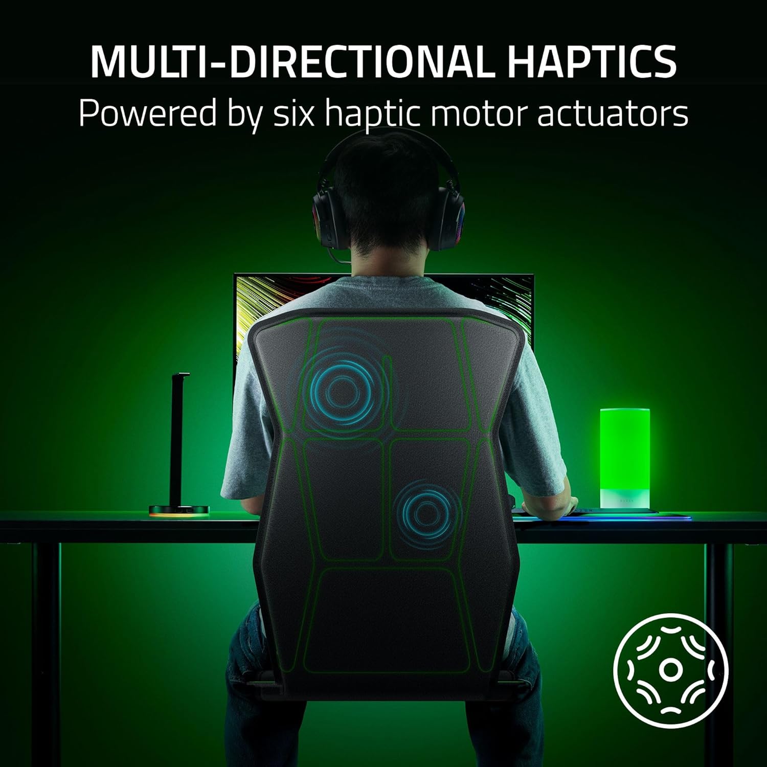 Razer Freyja HD Haptic Gaming Chair Cushion: Multi-Directional Haptics - Haptic EQ Customization via Razer Synapse - HyperSpeed Wireless & Bluetooth - Adjustable Strap for Universal Fit