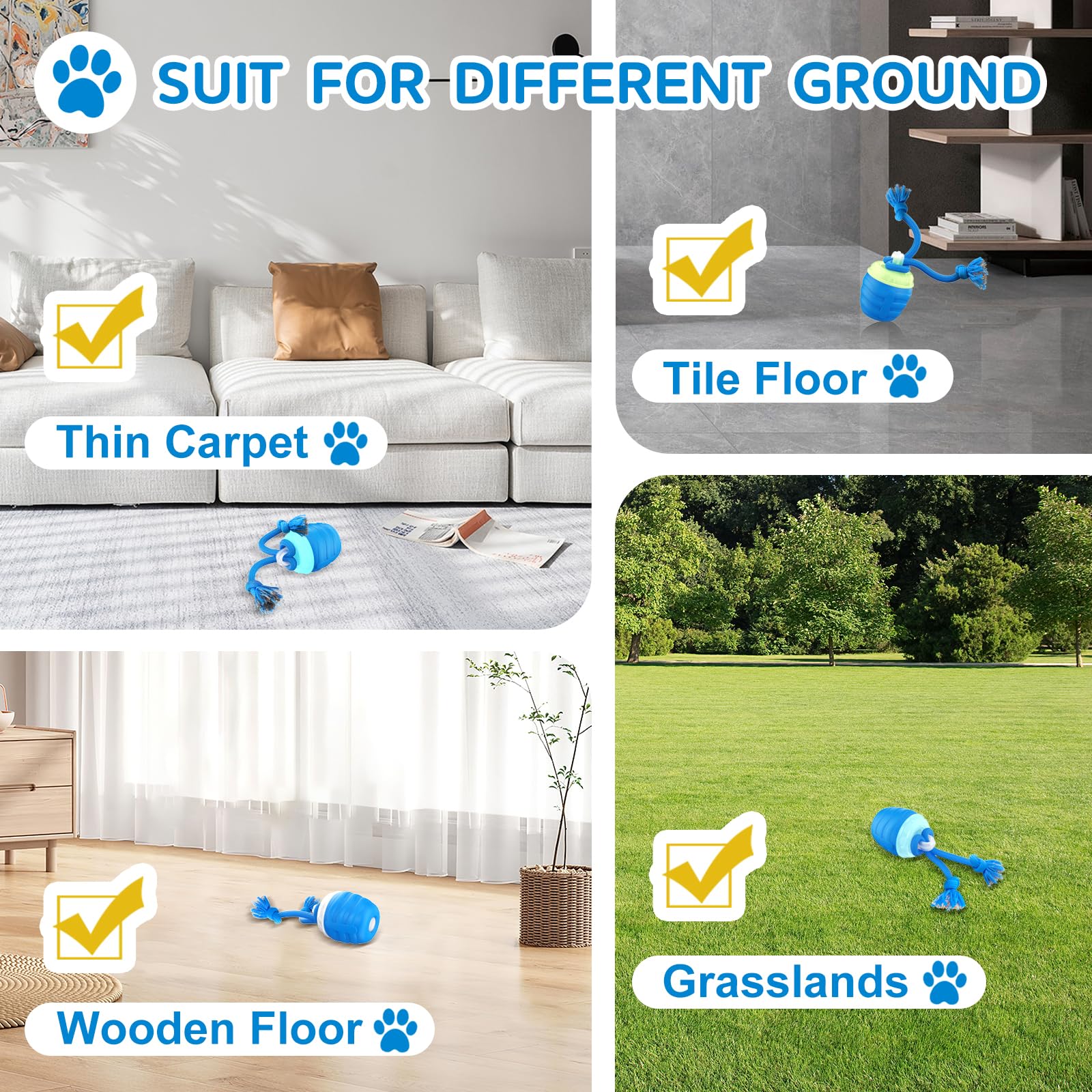 Interactive Dog Toys, [2026 Newly Upgraded] Interactive Dog Ball for Medium/Large Dogs, Automatic Moving Dogs Toy Wicked Ball for Boredom & Training, Play Music, USB Rechargeable(Blue) - image 4