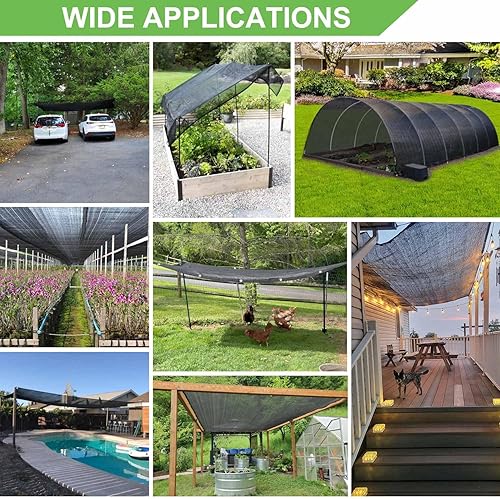 Miniatura 7 de Garden - Tela de sombra del 40 %, lona de malla de 10 x 20 pies con ojales de latón reforzados, cubierta de tela negra para protección solar para