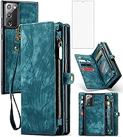 Vista 8 de Asuwish Funda de teléfono para Samsung Galaxy Note 20 Glaxay Note20 5G con cremallera, funda desmontable con protector de pantalla de vidrio
