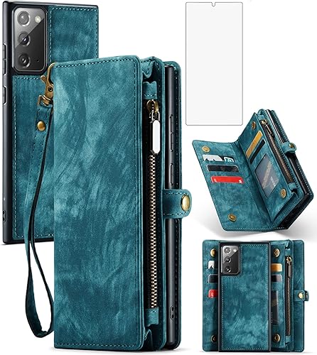 Miniatura 1 de Asuwish Funda de teléfono para Samsung Galaxy Note 20 Glaxay Note20 5G con cremallera, funda desmontable con protector de pantalla de vidrio