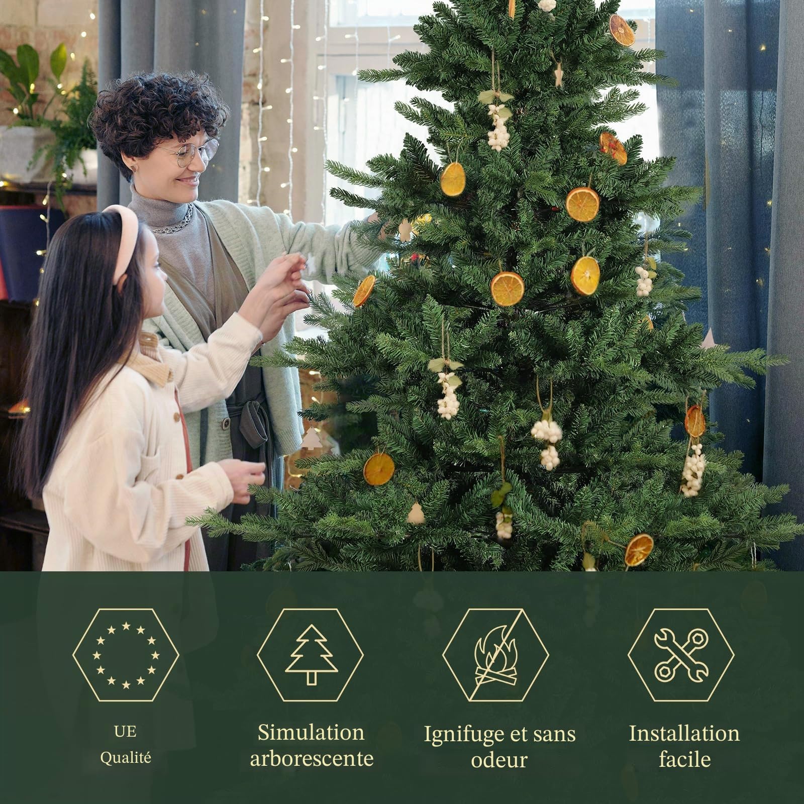 SALCAR Sapin de Noël Artificiel de 180 cm, en PVC et polyéthylène, système de Parasol Pliable, diamètre 115 cm