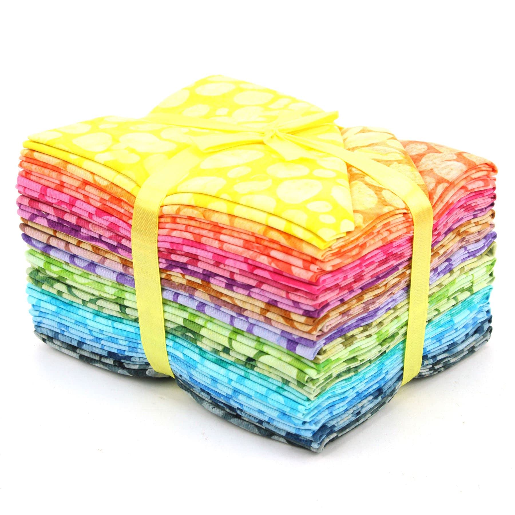 LOUDelephant Cotton Batik Pre Cut Fabric Bundles - Fat Quarter - Rainbow Bubble
