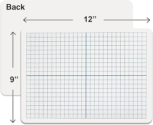 Miniatura 6 de Pizarras de borrado en seco XY Axis Graph de 9 x 12 pulgadas para uso de estudiantes y aulas, pizarras blancas de matemáticas (pizarras blancas de