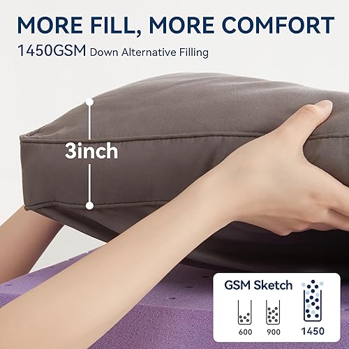 Miniatura 4 de BDEUS Cubrecolchón de espuma viscoelástica de doble capa de 5 pulgadas, tamaño King, espuma viscoelástica de gel de 2 pulgadas más 3 pulgadas, 1450