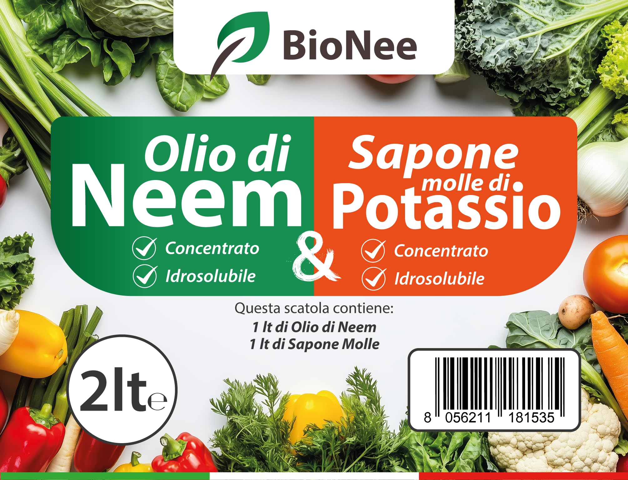 Olio di Neem - insetticida naturale biologico solubile in acqua (1 litro) + Sapone Molle di Potassio (1 litro)