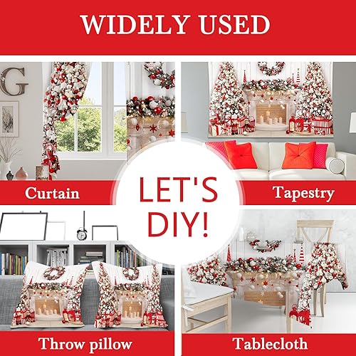 Miniatura 8 de Mocsicka Telón de fondo para chimenea de Navidad blanco y rojo, fondo para fotografía de árbol de Navidad, invierno, Navidad, familia, niños, fiesta