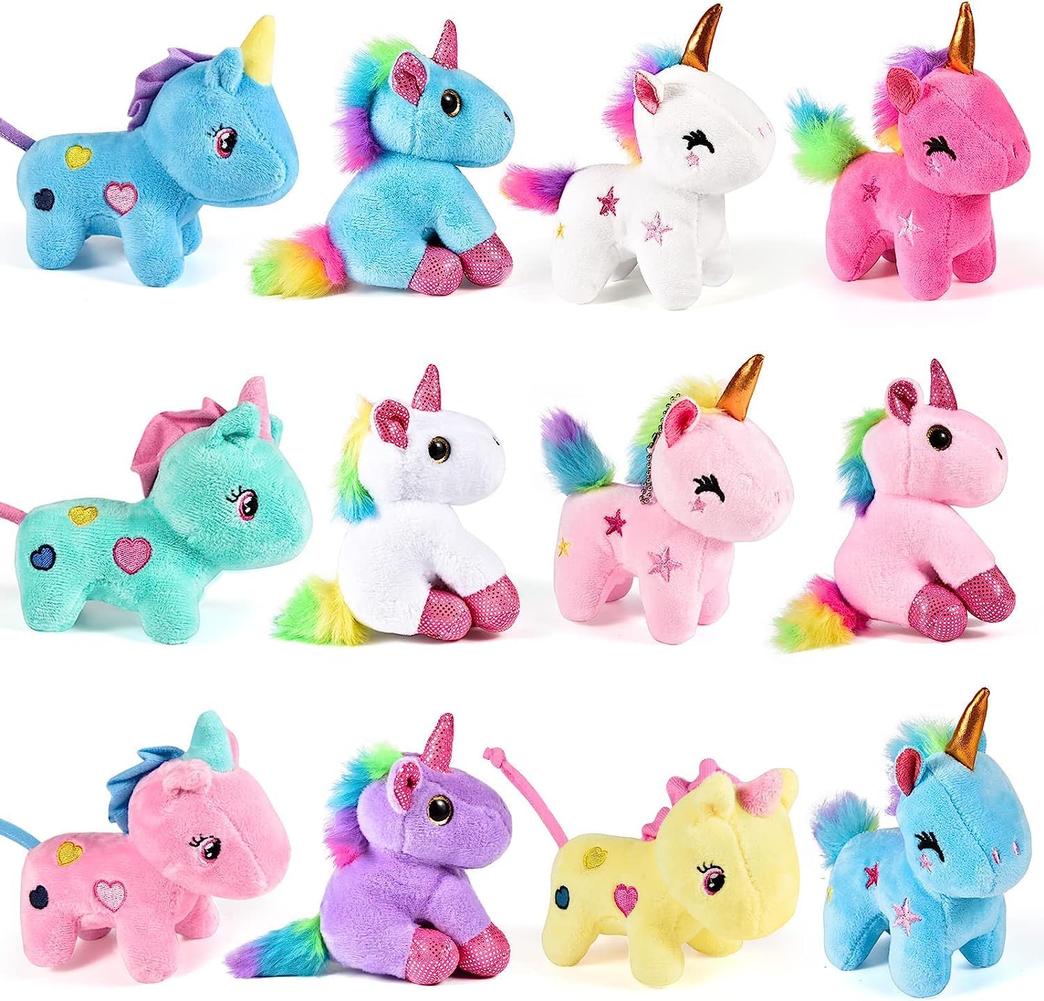 8 Pcs Plush Unicorn Stuffed Animals Unicorn Party Favor Bulk Toys Assortment 4.8" Inch Keychain for Goodie Bag Stocking Stuffers Fillers Kid Girl Birthday Party Favor Gift Prize