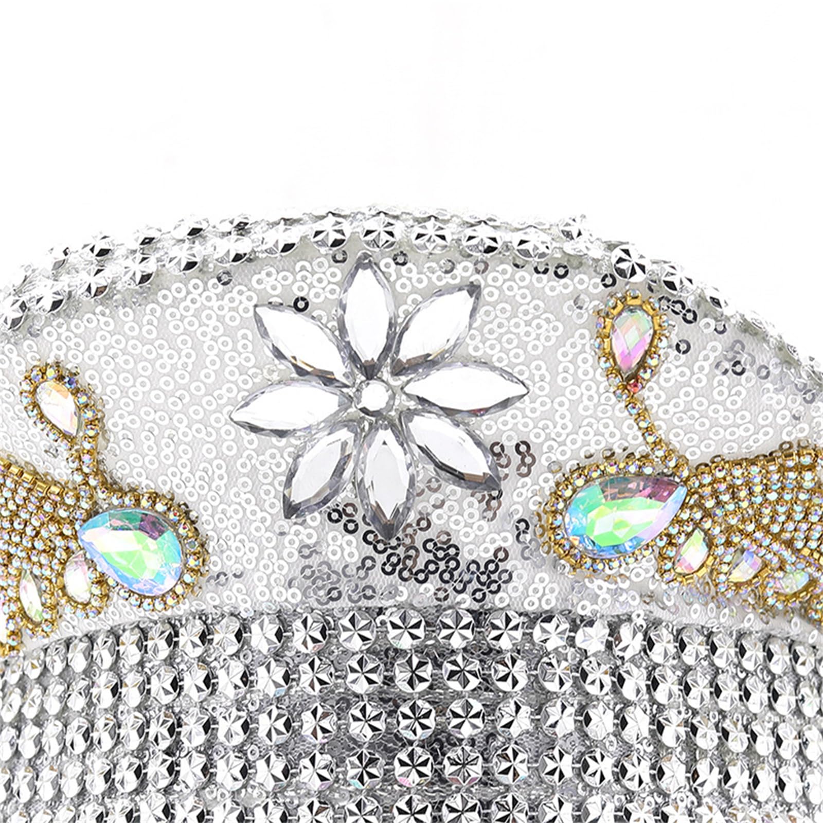 Cappello con Paillettes Strass per Matrimonio da Donna Cappello da Sergente Scintillante novità Cappello da Capitano per Feste di Compleanno per Night Club