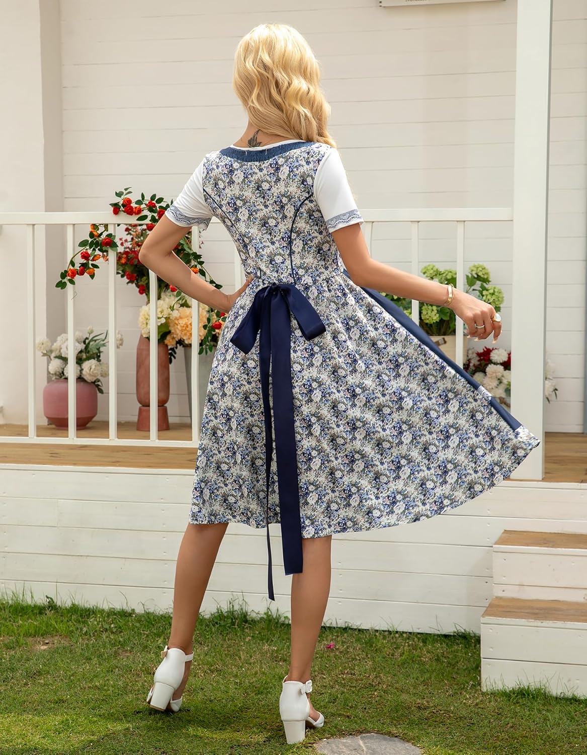 Populus Oktoberfest Dirndl Dress Costume for Women German Traditional Bavarian Printed Outfits - Image 2