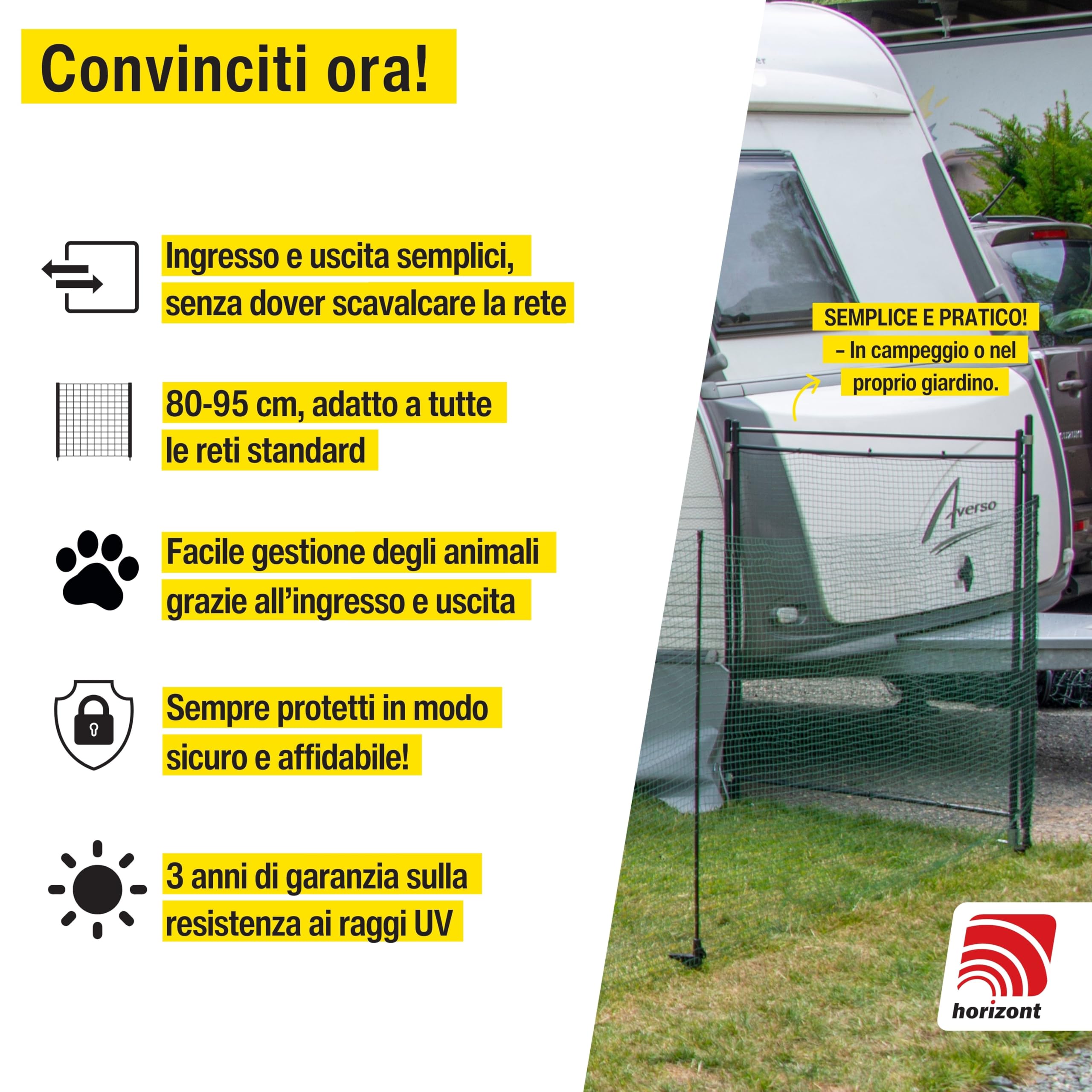 horizont Cancello per recinzione di confine 80-95 cm, senza stomaco, cancello da giardino, porta per reti, ideale per campeggio e giardino