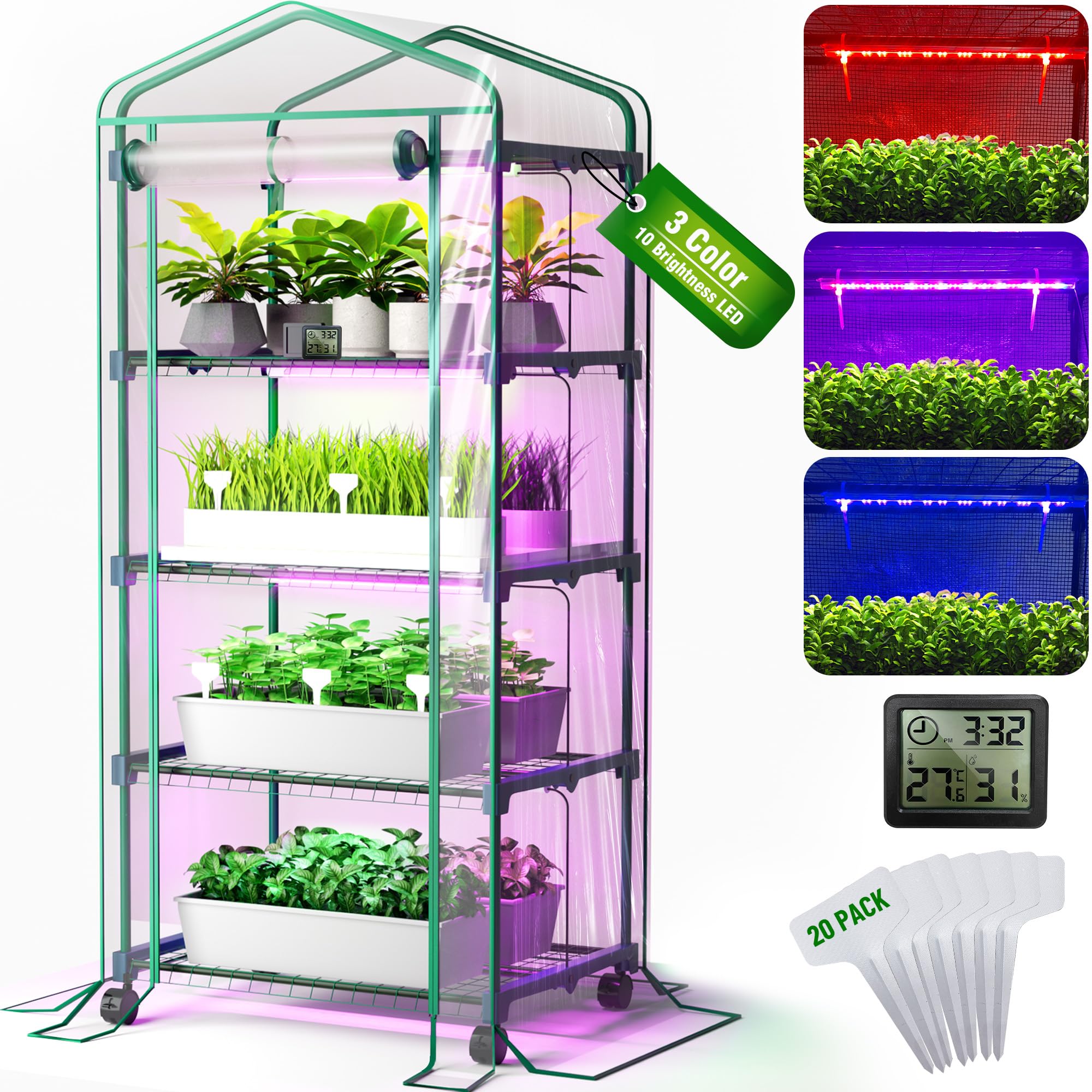 PYY Mini Indoor Greenhouse with Grow Light