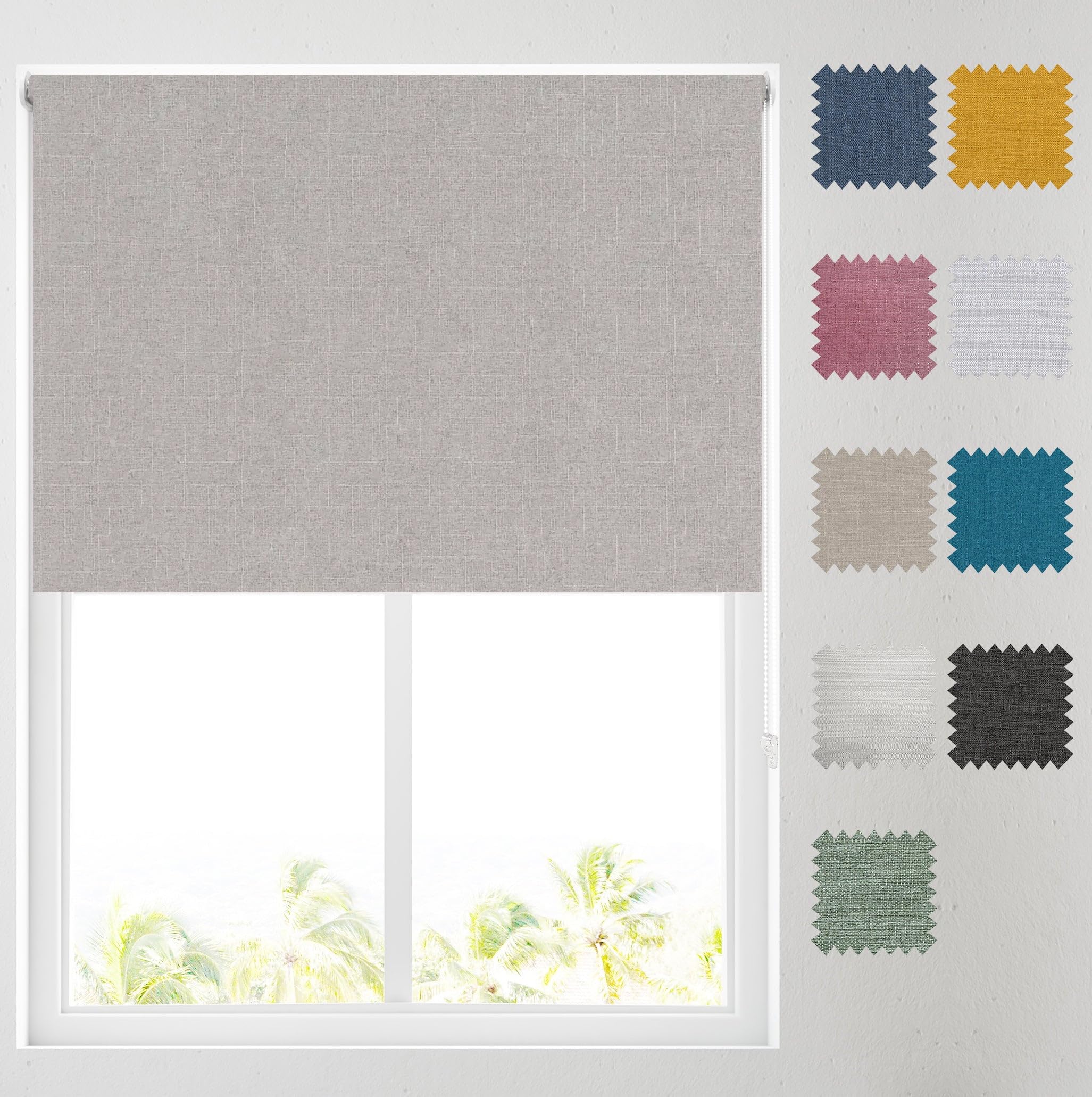 Barnes Blinds - Quebec Textured Blackout Roller Blinds for Windows, Custom Cut to Size - Durable Fittings, Easy Fit Silver 183cm)