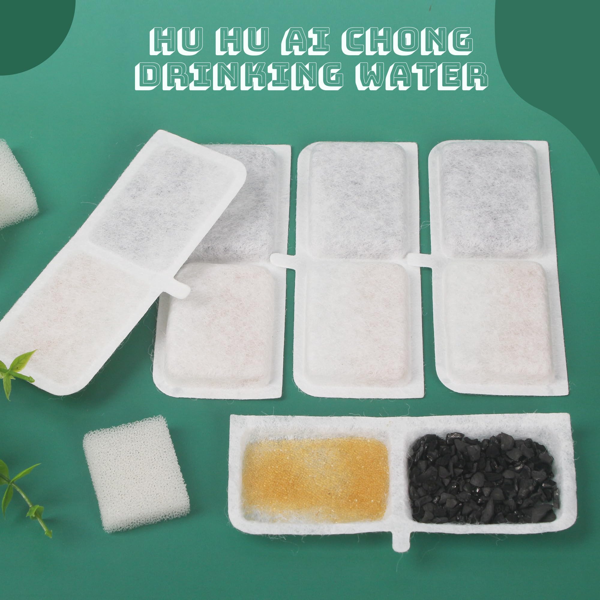 Filtri fontanella per gatti, confezione da 40 Filtro fontanella per gatti per animali domestici, inclusi 20 elementi filtranti carbone attivo e 20 spugne filtranti in schiuma, Resina Filtro attivo