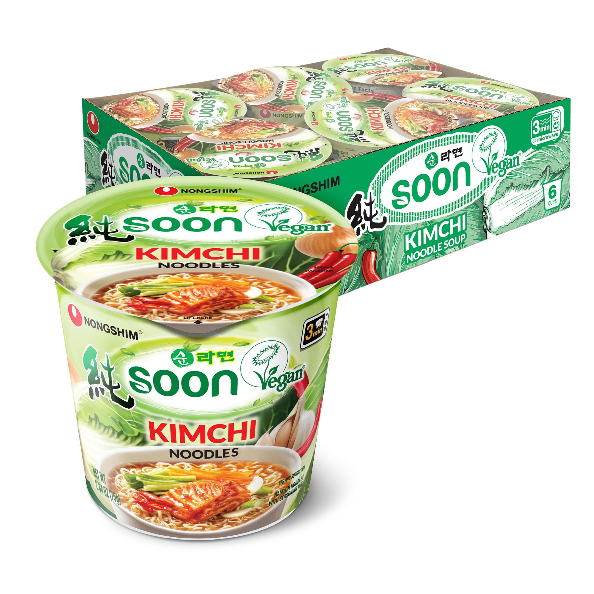 Amazon.com : Nongshim Soon Kimchi Noodle Cup, 2.64 Ounce (Pack of