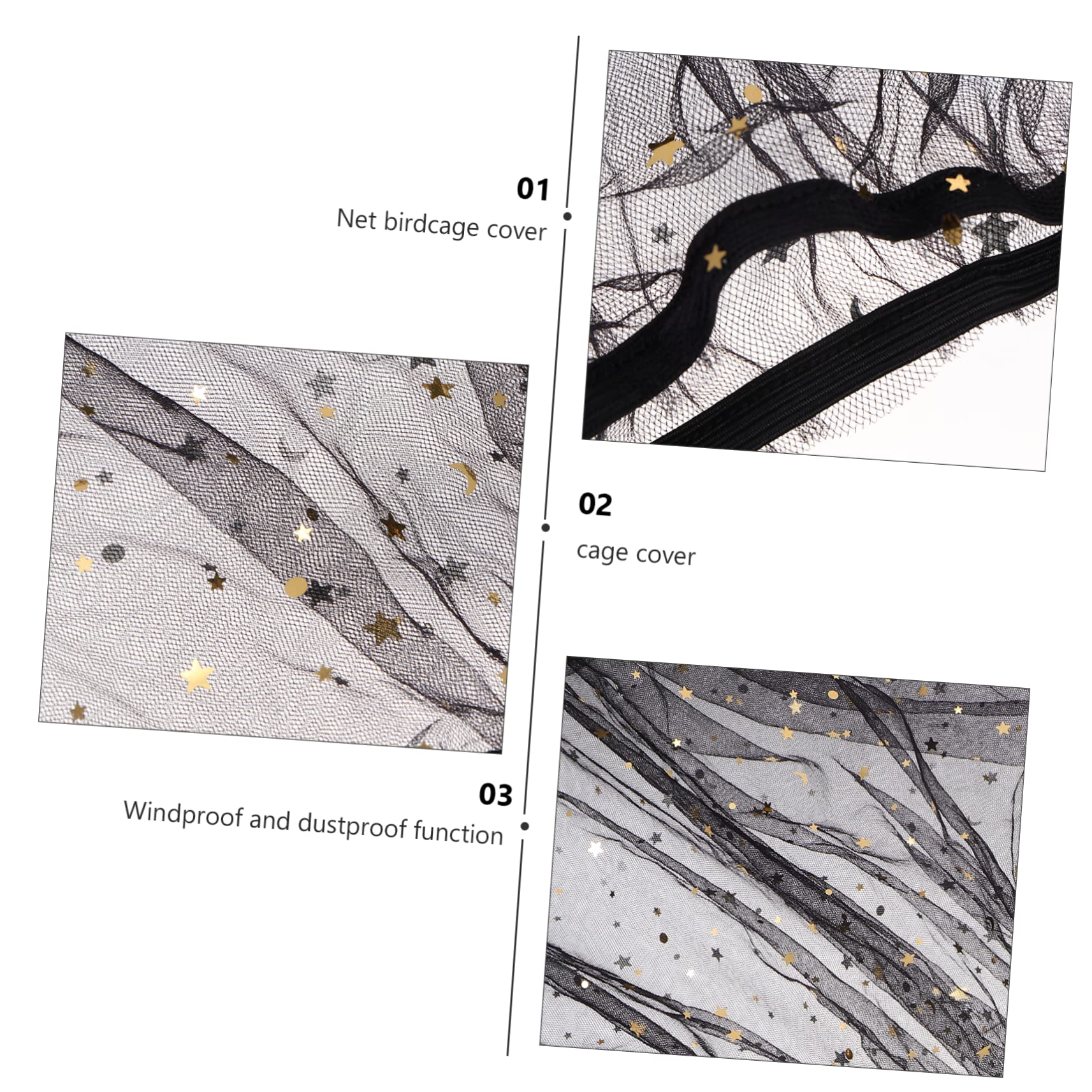 VANZACK Elegant Birdcage Cover Cage Mesh Cage Accessory Birdcage Cover Birdcage Cage Net Cover Black Star Decor Cage Easy to Use