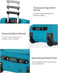 Hanke Underseat Carry On Luggage with Wheels, 17-Inch Small Suitcase with Shoe Bag, Rolling Under Seat Luggage with 15.6" Compartment, Lightweight Personal Item Bag, Caribbean Blue