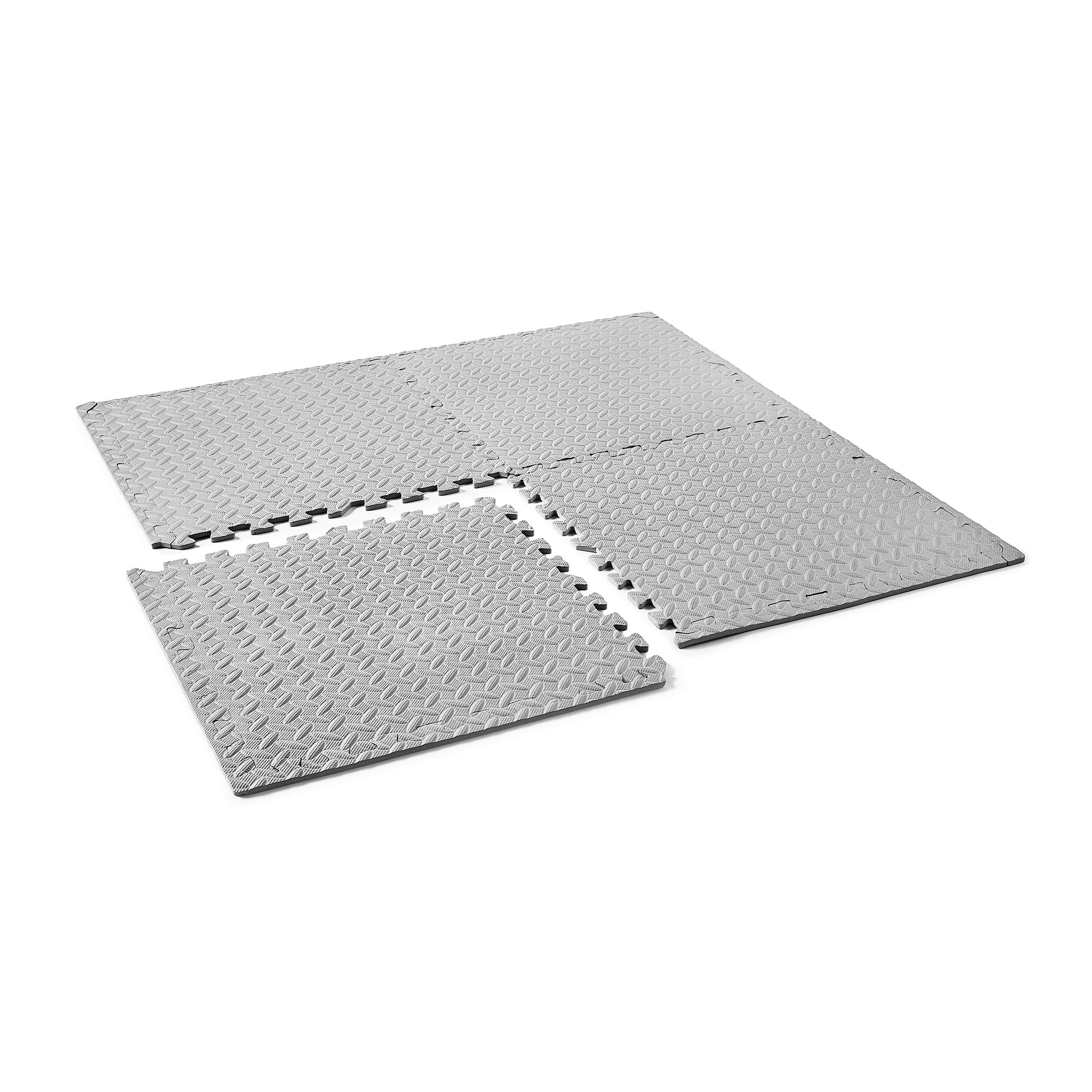 Phoenix Fitness 60x60cm Interlocking Gym Flooring - Non-Slip Soft EVA Foam Floor Mats - Heavy-Duty Protective Flooring Tiles for Garage, Kids Room & Exercise - Black/Grey (Grey, 4 Mats (15.5 SQFT))