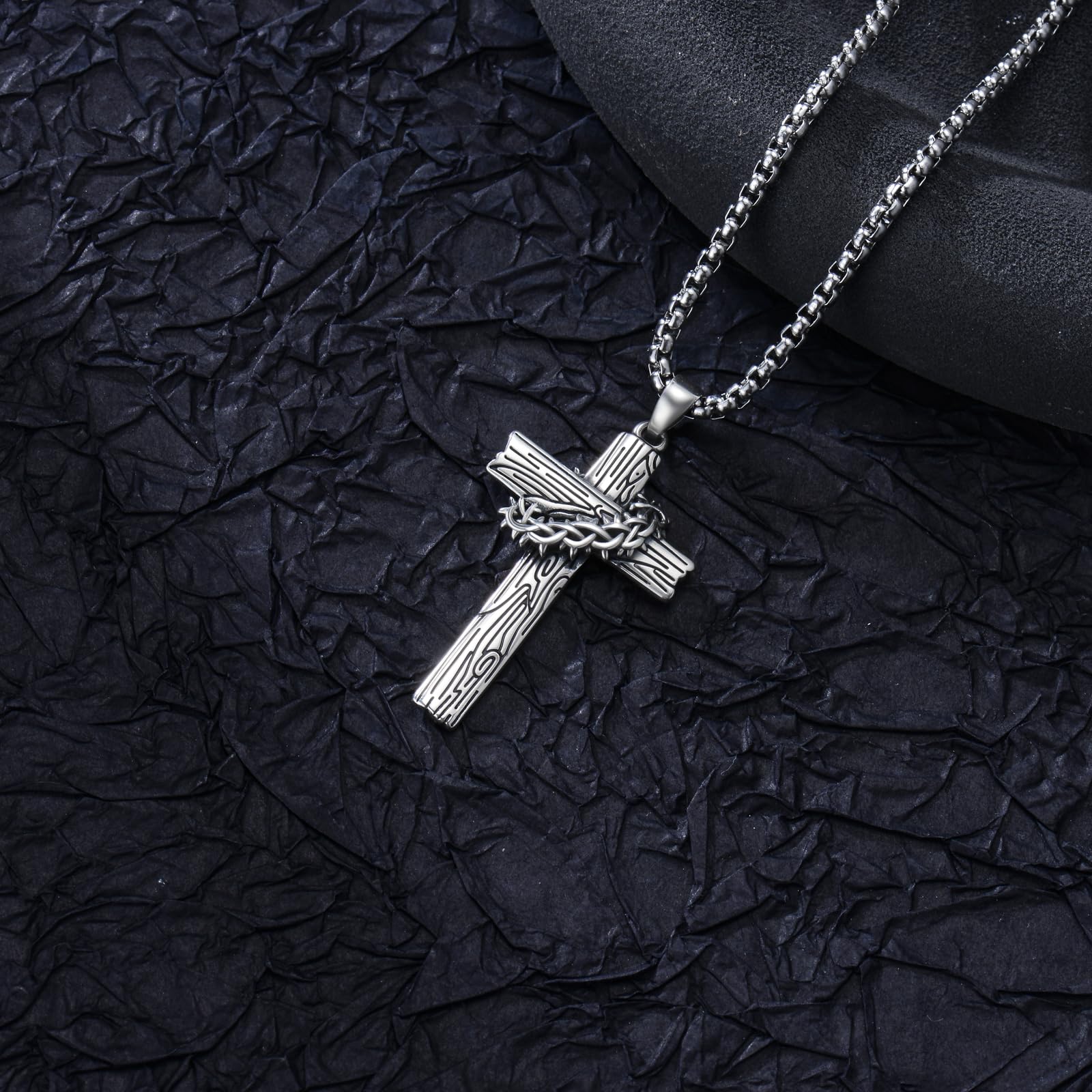PROESS Kreuz Kette 925 Sterlingsilber Kreuz Anhänger Halskette Christlicher Schmuck Geschenke für Damen Herren