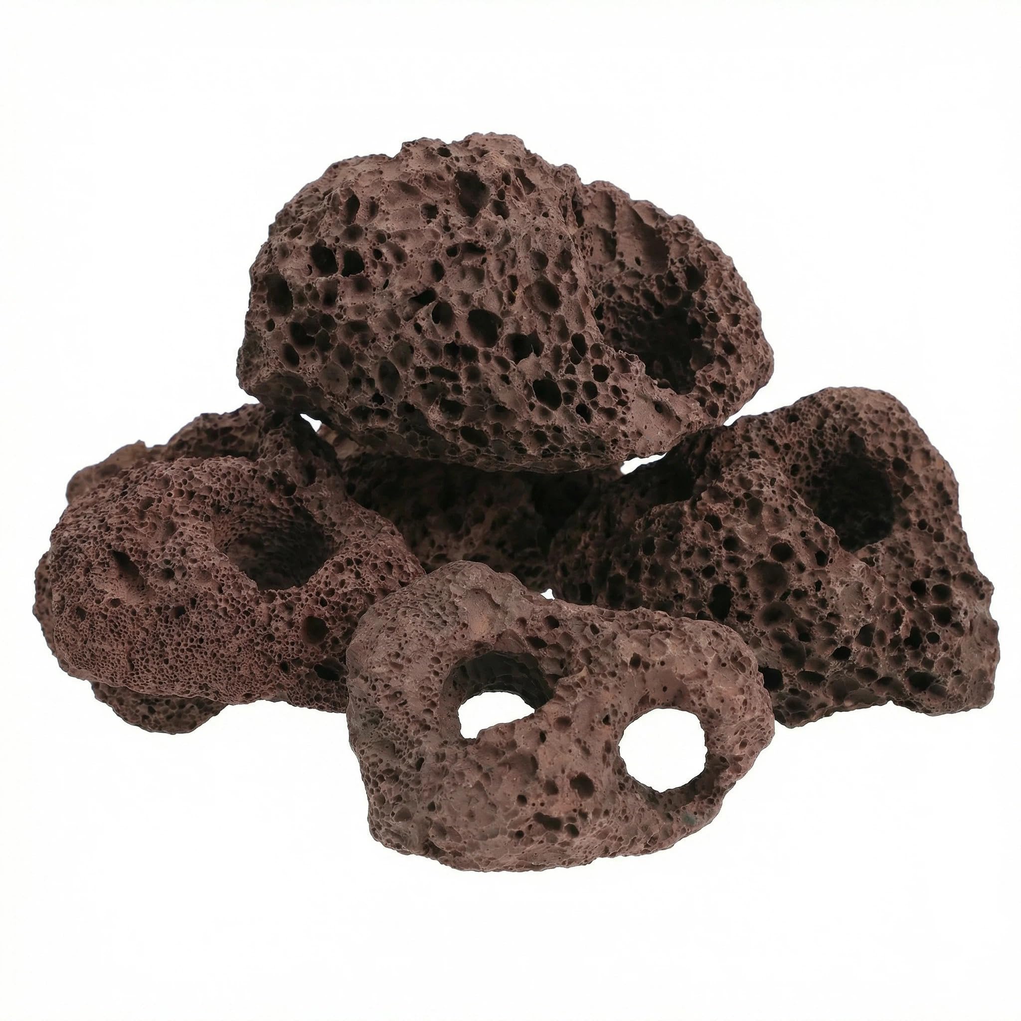 4Pcs Volcanic Rocks for Aquarium, Lava Stone Fish Tank Decor, Fish Tank Landscape & Terrarium Ornaments for Fresh & Saltwater Tanks(Random Style)
