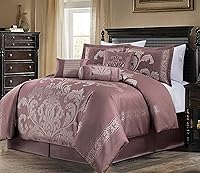 Vista 15 de Chezmoi Collection Juego de edredón floral de jacquard Royale de 7 piezas, matrimonial/doble, negro/dorado