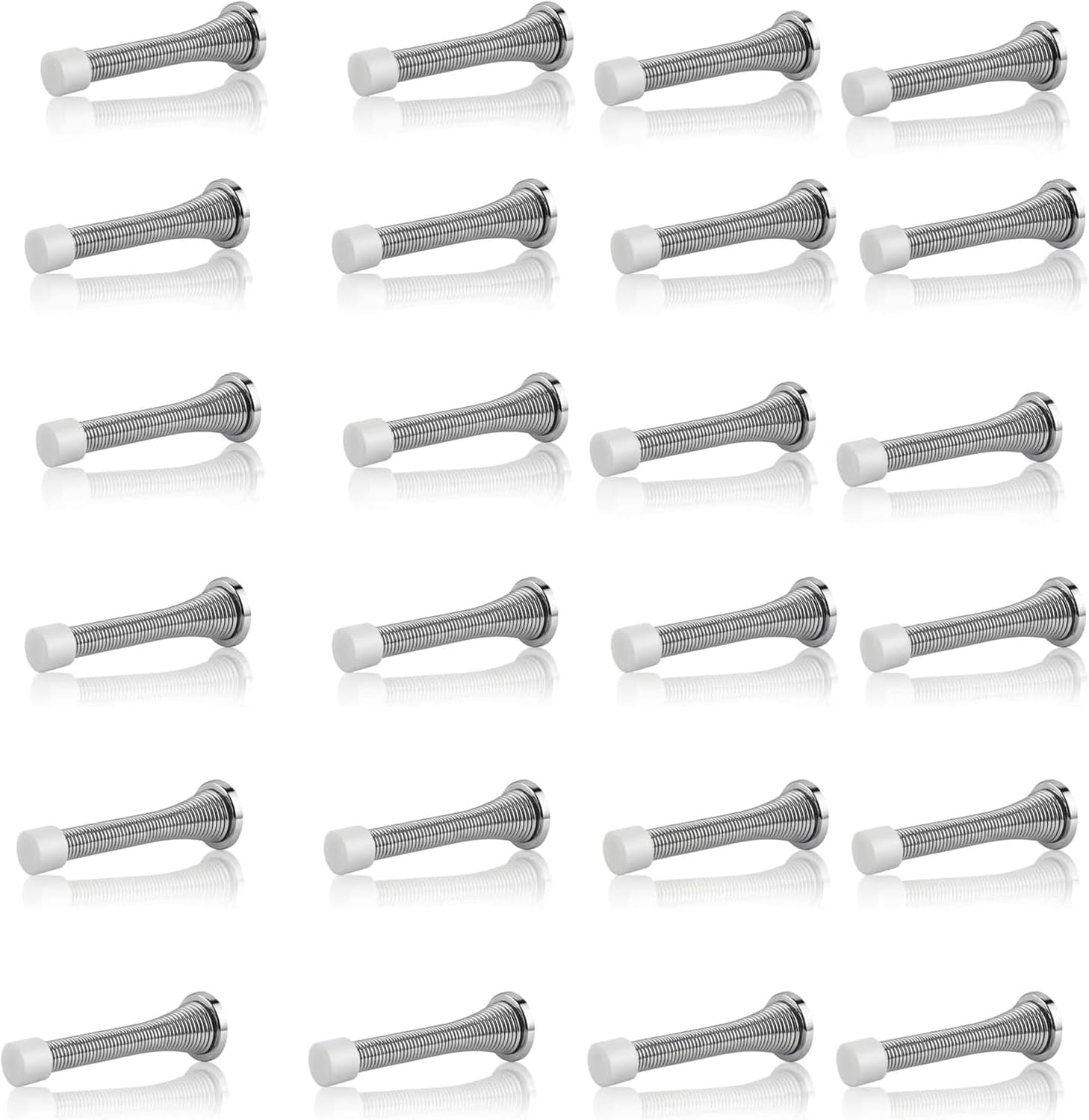 Spring Door Stopper Matt Blk – 12-Pack Wall Door Stopper – Easy Installation Doorstop with Rubber Bumper Tip – Heavy Duty Materials and No-Damage Design