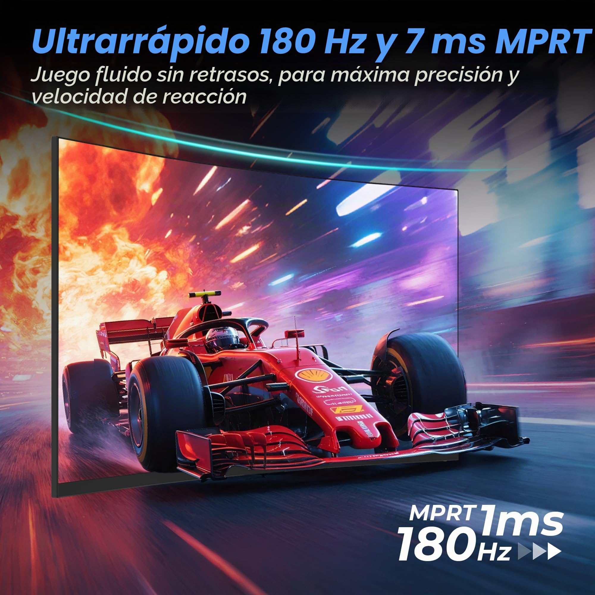 LC-Power M27FC - Monitor Gaming Curvo 27 Pulgadas 180Hz 1 ms VA Panel Monitor con FHD 1920 x 1080, 123,1% sRGB, 300 CD/m², 1500R,1x DP 1.4 (bis 180 Hz), 2X HDMI 2.0 (bis 144 Hz)