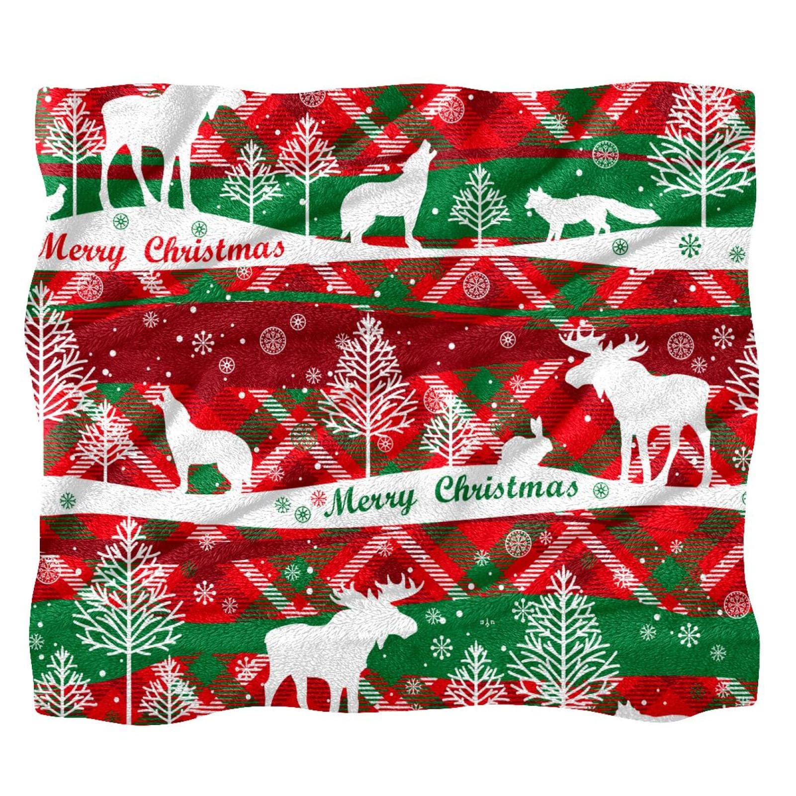 Couverture polaire arbre loup élan : plaid doux lit et canapé