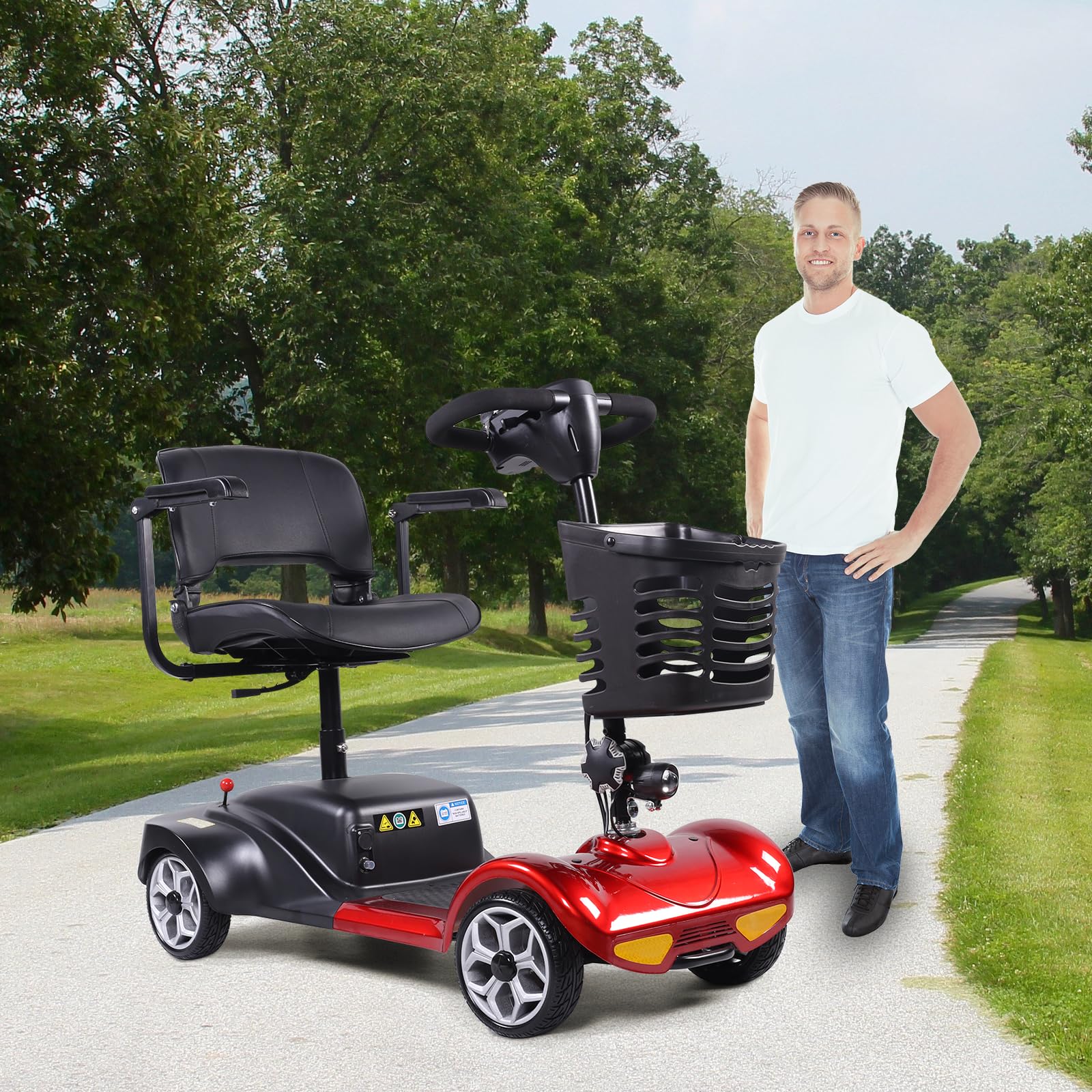 Four-Wheeled Electric Wheelchair, Adult Vintage Scooter, Disabled Folding Bicycle Mobile Scooter Power Mobile Scooter Collapsible Advanced Intelligent (Blue)